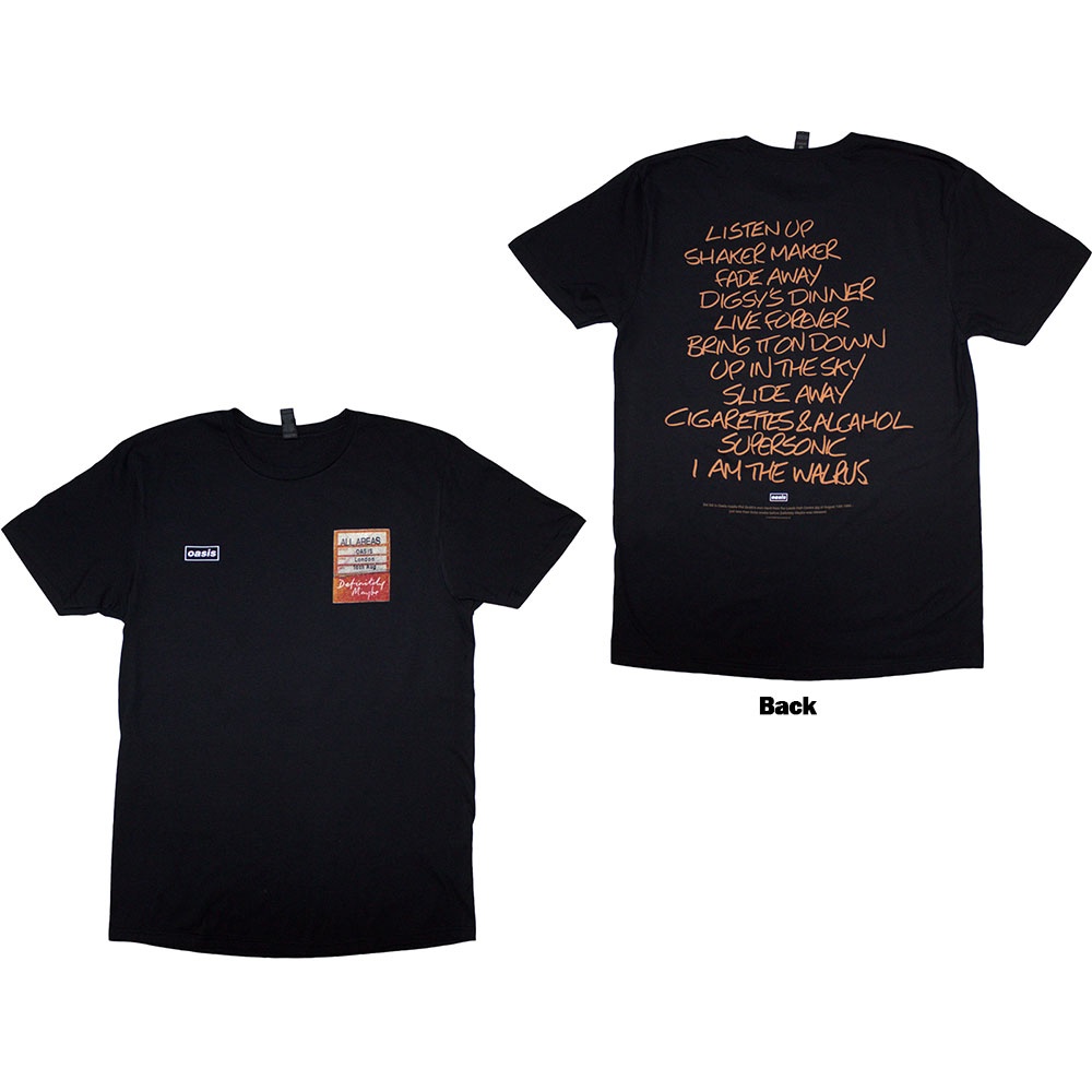 Oasis - Definitely Maybe AAA Setlist Herren TShirt - Schwarz